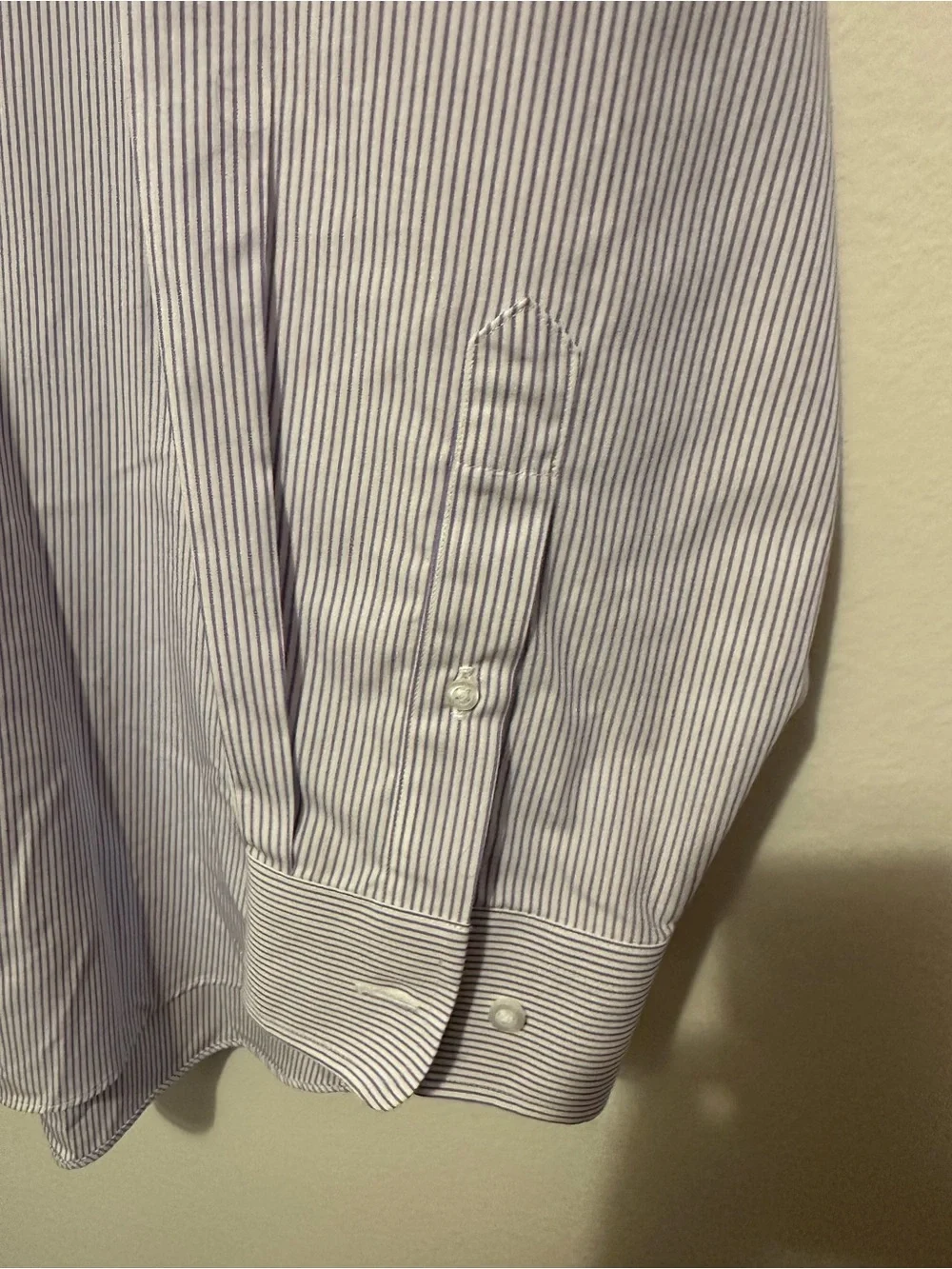 E.B. Wood Men's Non-Iron Dress Shirt Blue Stripe Long Sleeve Button Down 18 1/2